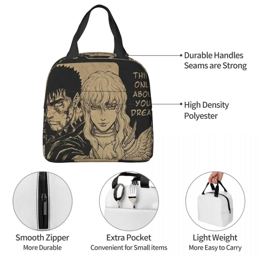 Japan Anime Berserk Isolierte Lunchtasche für Damen Kinder Auslaufsichere Lebensmittelboxen Thermische Lunchbox Tragetasche