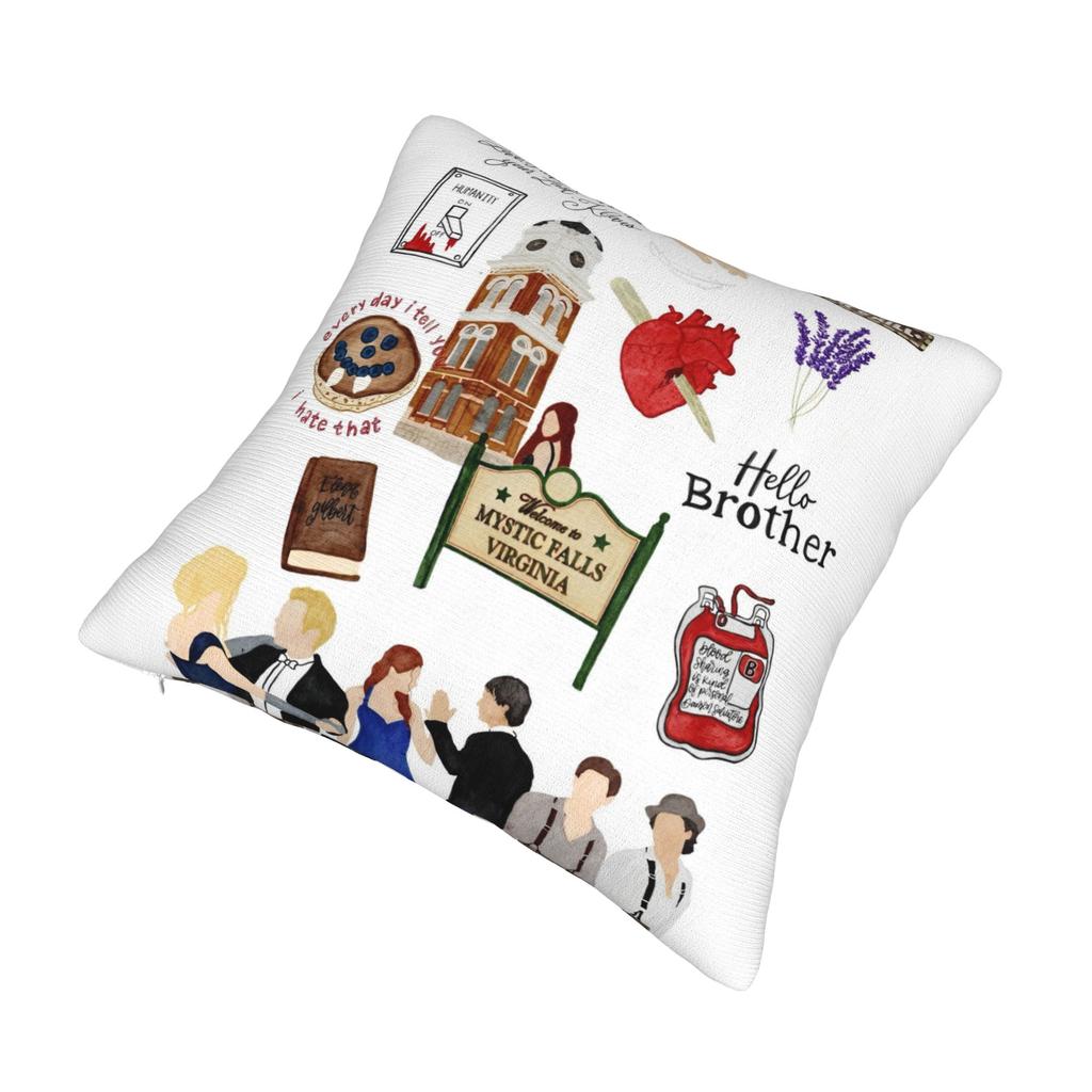 The Vampire Diaries Cartoon Pillowcase Polyester Cushion Cover Decoration TV Series Throw Pillow Case Cover Seater Wholesale