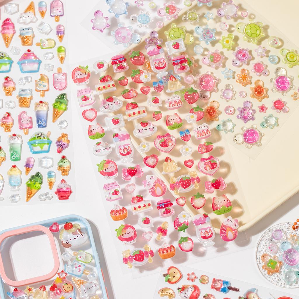 1 PC Sweet Candy Party Kawaii 3D Relief Dropping Adhesive Stickers Creative Decoration DIY Handmade Cute Stationery Stickers