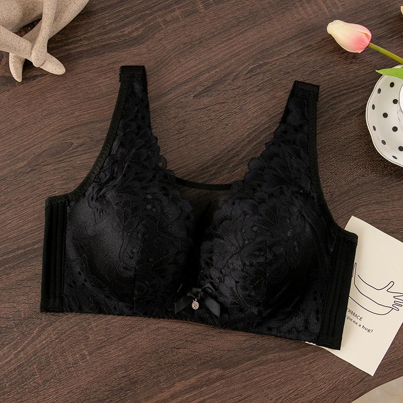 New bra large size full cup with double breasts, large breasts and thin thin D cup lace elderly bra