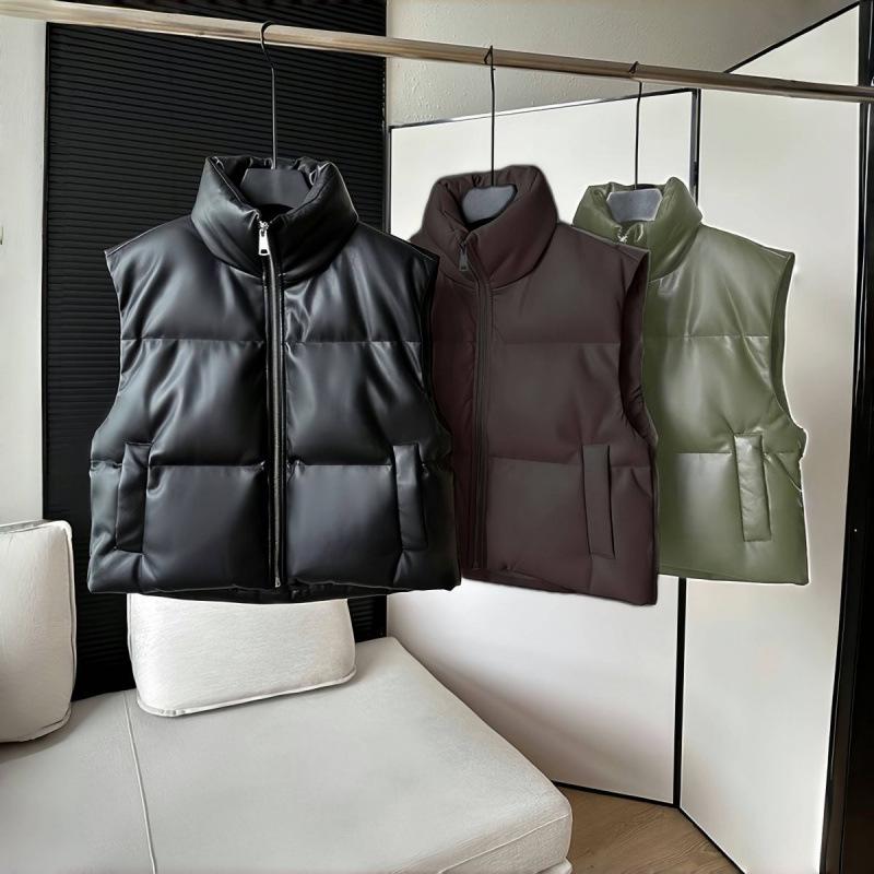 Damska luźna bawełniana kamizelka - jesień/zima, koreański styl, casualowa, bez rękawów kurtka