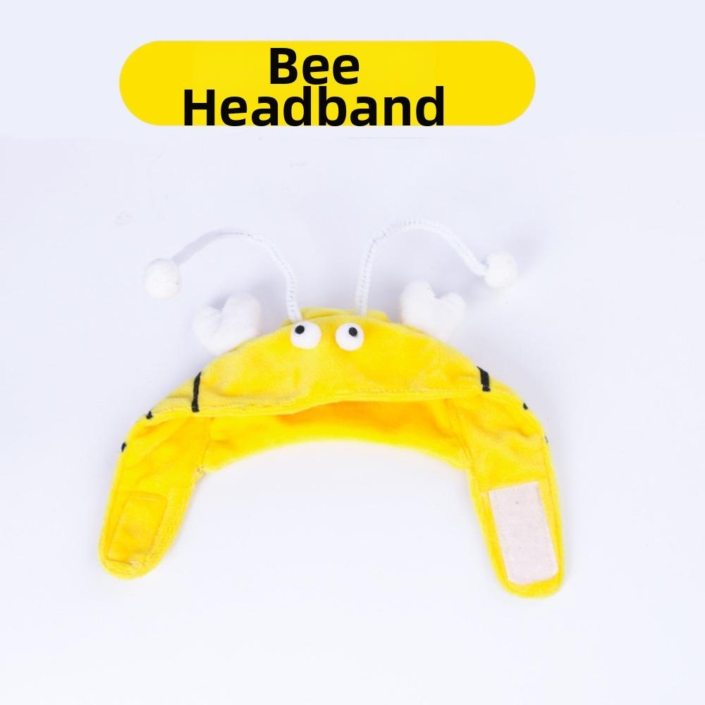 Funny with Teaser Stick Hat Cat Bee Headdress Cartoon Warm Headgear Cat Decorative Hat Soft Adjustable Pet Costume Dog