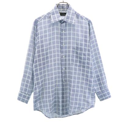 VAN HEUSEN 60s 70s Vintage Collar Stuffers Check Pattern Long Sleeve Shirt Men's Used