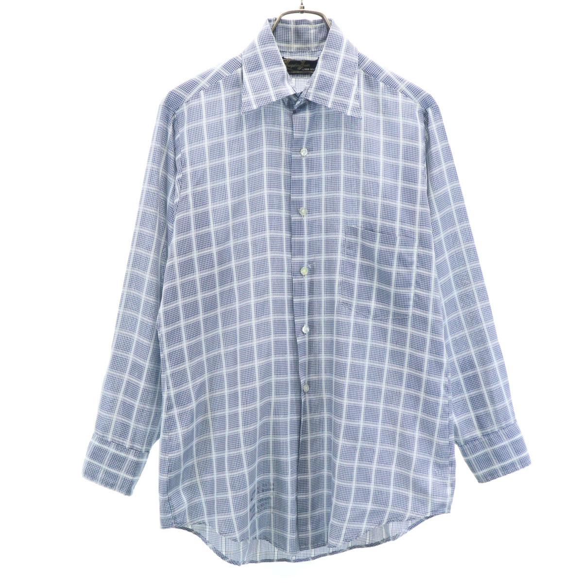 

VAN HEUSEN 60-е 70-е Винтажные вкладыши для воротника Клетчатая рубашка с длинным рукавом Мужская Б/У