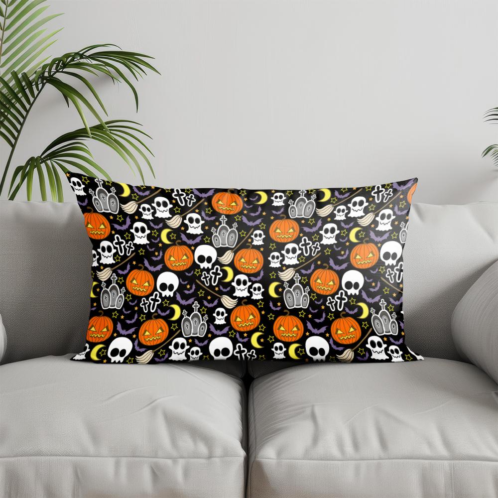Home Decor Halloween Boo Ghost Pillowcase Suitable For Sofa Bedroom Car Pillow Cover Cushion Rectangular Back Cushion