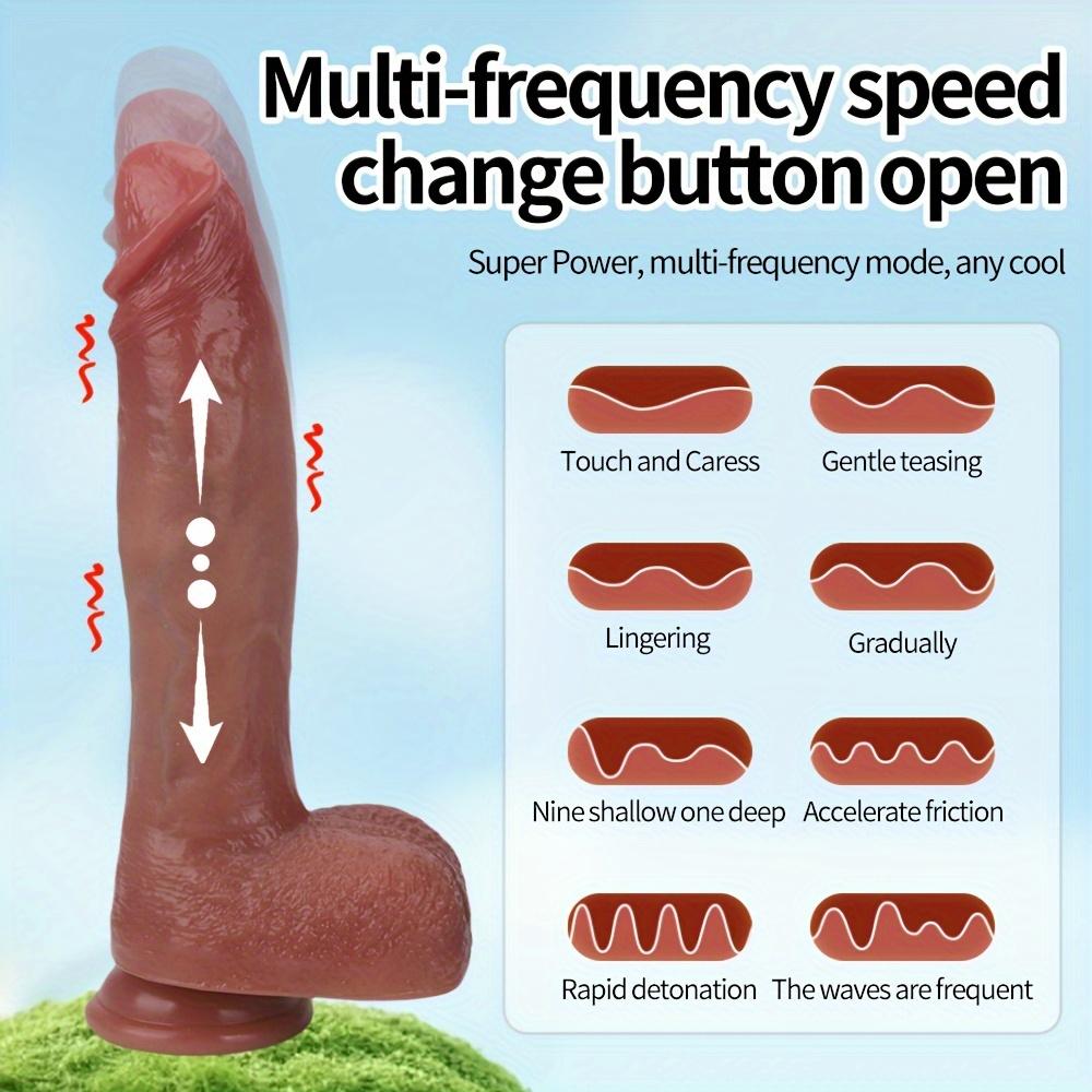 1ks Realistický vibrační masážní přístroj – Zatahovací, vyhřívaný, silikonový s varlaty, infračervený senzor, 9 rychlostí, dobíjecí, pro ženy a páry