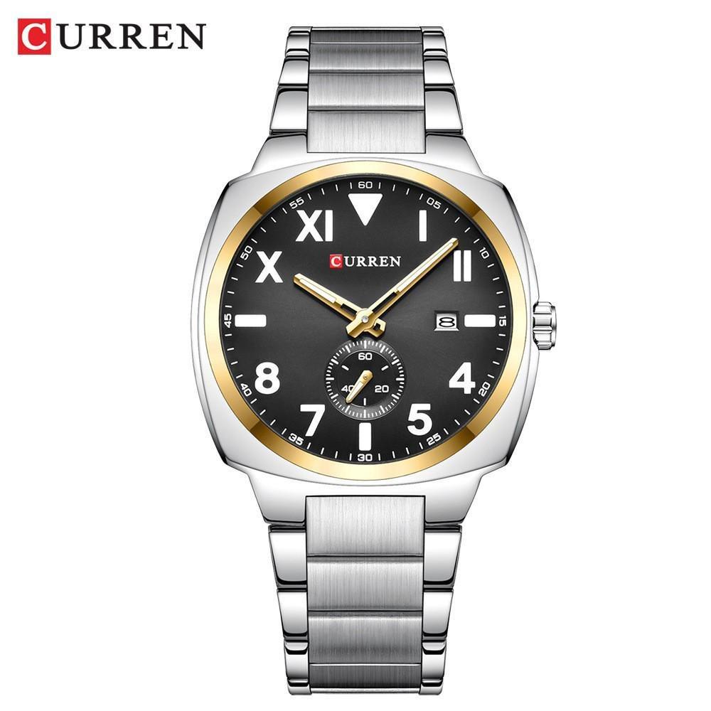 CURREN Fashion Men's Quartz Watch Independent Seconds Dial and Date-Day Stainless Steel Waterproof Luminous Wristwatches