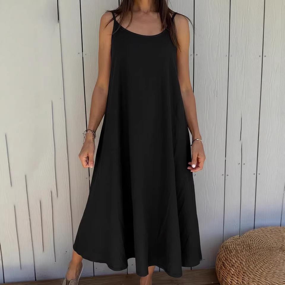 European Summer 2026 Women's Cotton Linen Strappy Dress