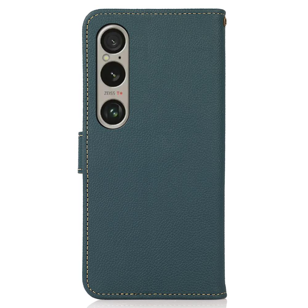 KHAZNEH For Sony Xperia 1 VI Case Wallet RFID Blocking Genuine Cow Leather Phone Cover