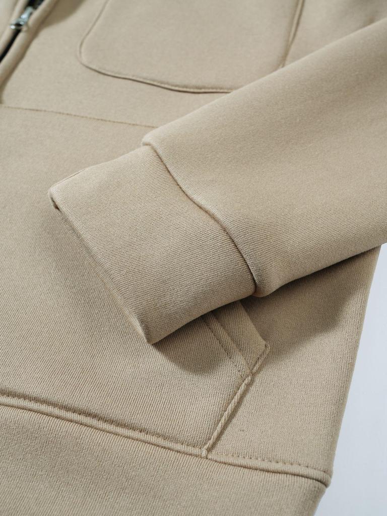 Men's Multi-Pocket Zip-Up Hooded Cardigan: European/American Style, Loose Fit, Stand Collar, Perfect for Spring, Autumn, Winter.