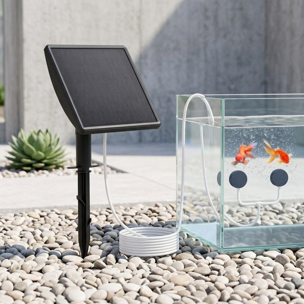 Low Noise Solar Oxygen Pump Durable Aquarium Air Pump Fish Tank Aerator Courtyard