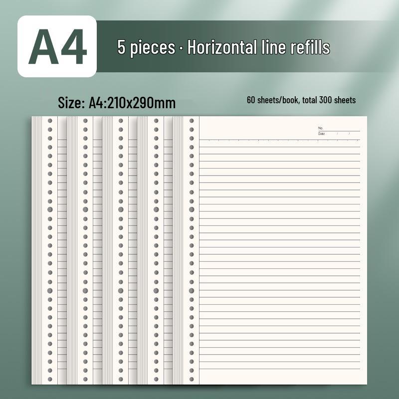 A4 Gitterlinien Notizbuch-Nachfüllpack - Herausnehmbares Papier für Studenten und Prüfungen