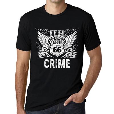 T-shirt grafica da uomo vintage T-shirt Feel The Crime Deep Black White Text