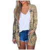 Women's Print Long Sleeve Front Cardigan Printed Top Lightweight Jacket With Pocket