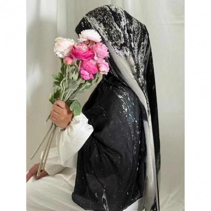 Womens Bohemian Style Watercolor Marble Print Modal Scarf Lightweight Wrap Shawl Beach Travel