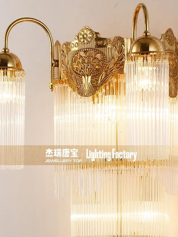 Classical European Style Copper Wall Lamp TV Background Lamp Villa Hotel Lobby Living Room Decorative Wall Light Bedroom Fixture