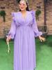 Plus Size Women's Elegant V-neck Ruffle Pleated Chiffon Skirt with Slimming Waist-Cinch