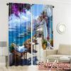 Modern Flat Printing Curtains Without Rod Seaside Serenity Window Curtain Polyester Decorations Set Of 2 Made