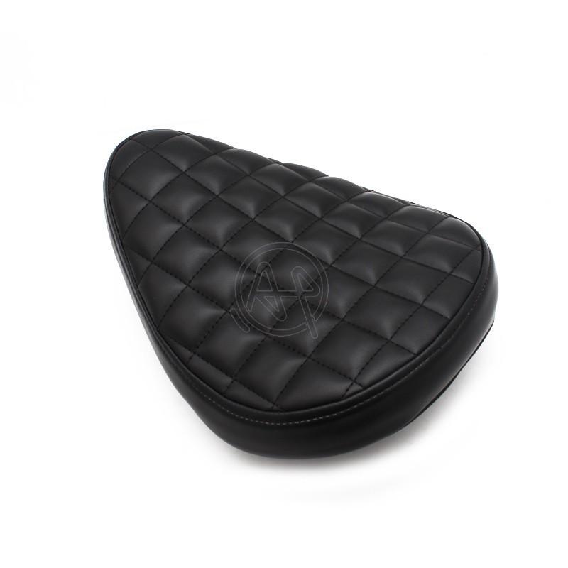 Motorcycle Retro Black Leather Solo Seat for Harley Custom Chopper Bobber Leather Saddle Seat
