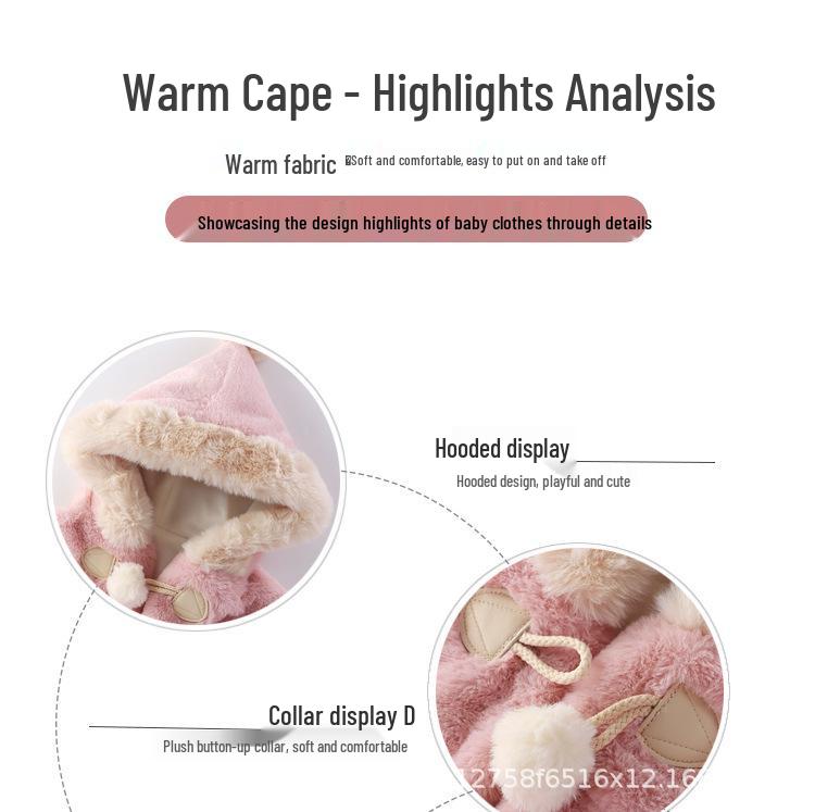 Children's Windproof Fleece Cape Shawl – Thickened Autumn/Winter Outerwear