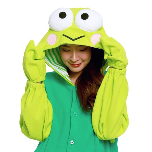 SAZAC Character Fleece Kigurumi, One Size Fits All, Sanrio Kero Kero Keroppi