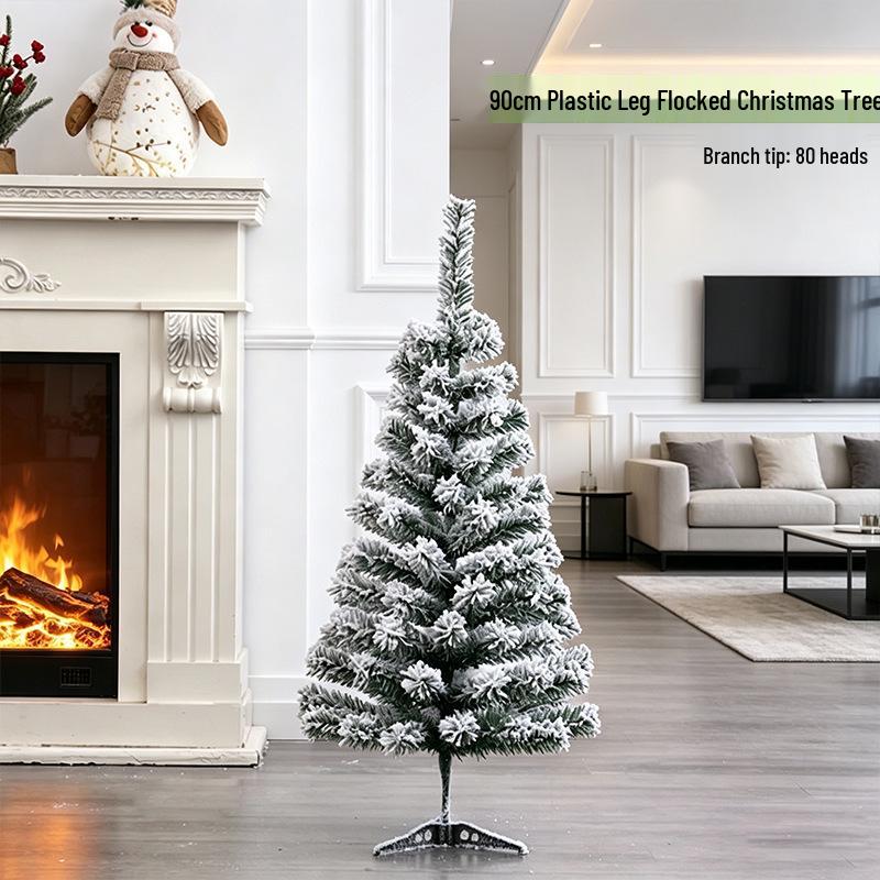 Cross-Border Christmas Iron Base Flocked Tree Decoration Scene Ornament