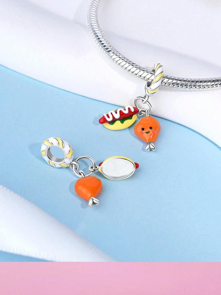 Copper Plated Original Charms Delicious Donut Cupcakes Beads Fit Bracelet Women'S Jewelry Gift
