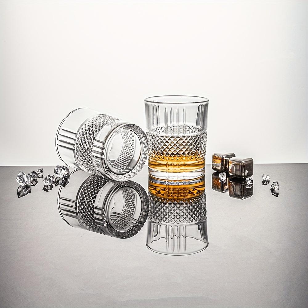 Elegant 4-Piece Embossed Crystal Glass Set – Perfect for Whiskey Cocktails & More Ideal Wedding Gift Multi-Use & Reusable