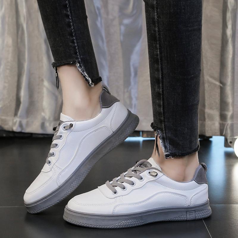 Fashion Comfort Sneakers Women Lace-up Pu Leather Casual Shoes Woman White Sneaker Women's Flats Zapatillas Mujer Tenis Feminino PINK