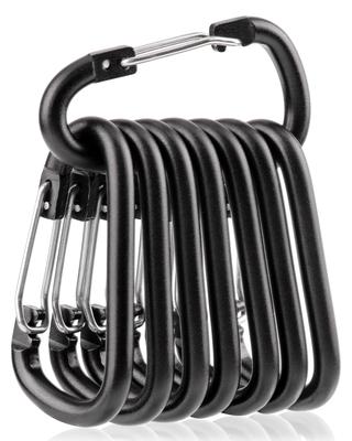 Go Pal GP01 Kleiner Karabiner, stylischer D-Ring, Aluminium-Karabiner, Camp, Schwarz, 8 Stück