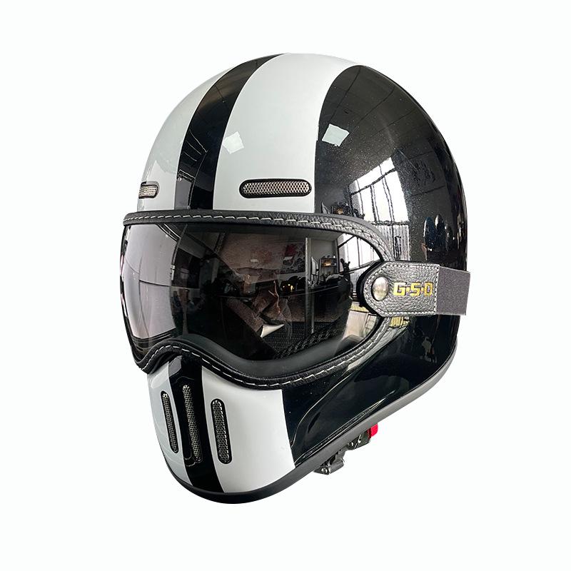 Fiberglass Retro Full Face Motorcycle Helmet for All Seasons - Unisex Winter Safety 3C Certified