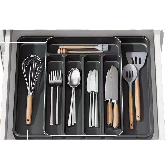 Expandable Multifunctional Silverware Divider and Storage Box for Kitchen Drawer