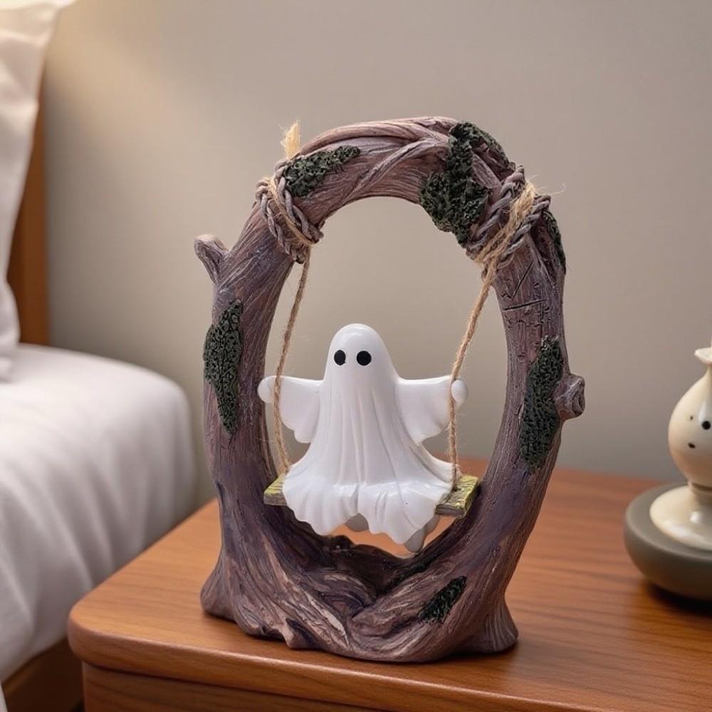 Cute Halloween Ghost Sculptures Funny Swing Ghost Decorations Tree Hanging