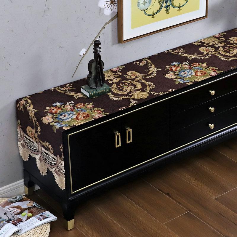 European Style Tassels Table Runner Classical Tablecloth Home Decor Tables Flag Blue Embroidery TV Cabinet Cover Cloth 45x 180cm