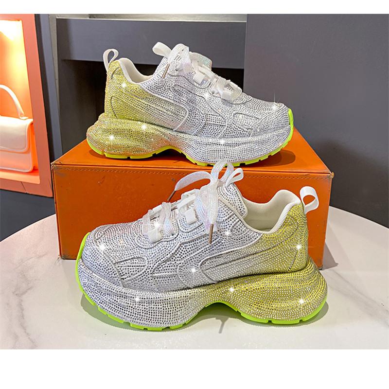 2024 Women Sneakers Rhinestones Shining Crystal Casual Shoes for Men Platform Comfort Vulcanized Shoes Luxury Women Sport Shoes