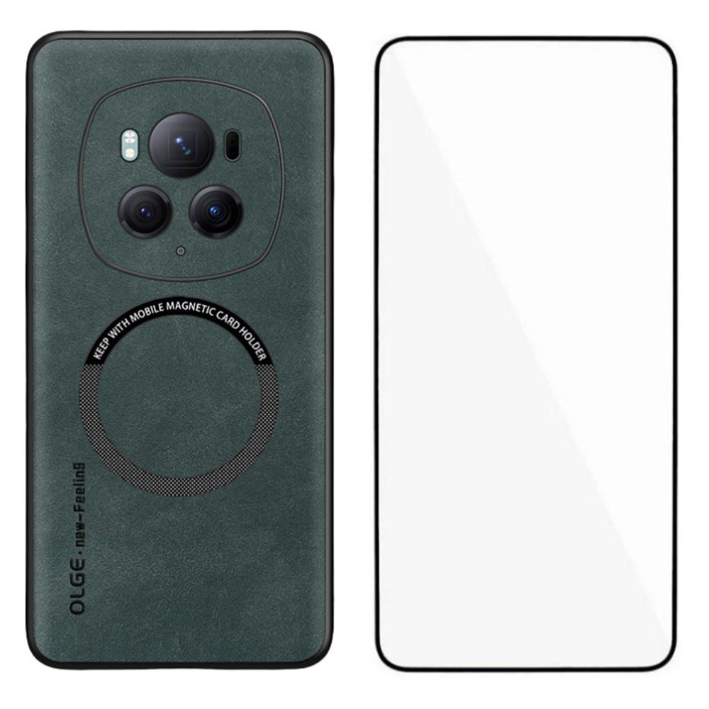 WANLONFENG YBP Series For Honor Magic6 Pro 5G Magnetic Case with Tempered Glass Film PU Leather+TPU Phone Cover Precise Cutouts