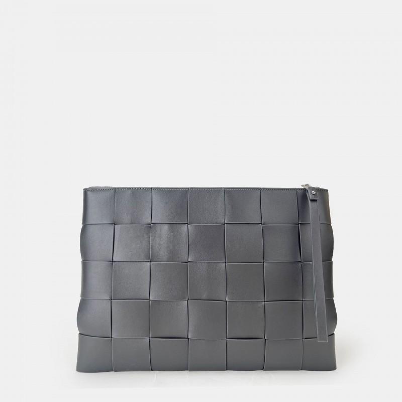 Mens Woven Leather Clutch Bag Minimalist