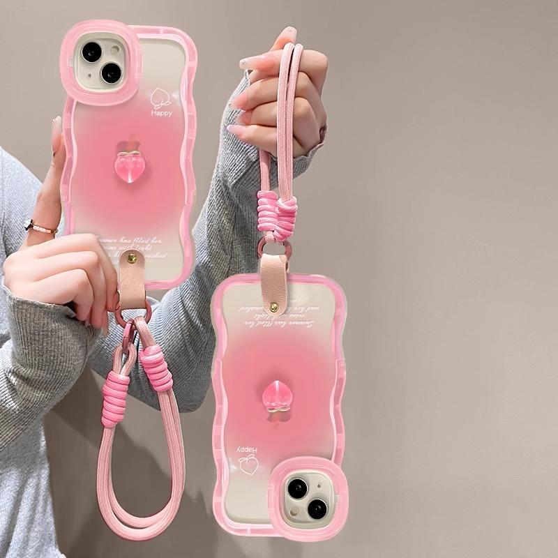Peach Doll Lanyard Suitable for Apple 11pro Mobile Phone Case Huawei/vivo/Xiaomi/oppo Creative Anti-fall Women