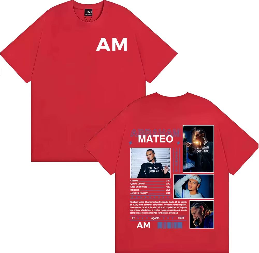 Rapper Abraham Mateo Tour 2025 Graphic T-shirts Men's Clothin Fashion T Short Sleeve-shirt Unisex 100% Cotton Oversized T Shirt