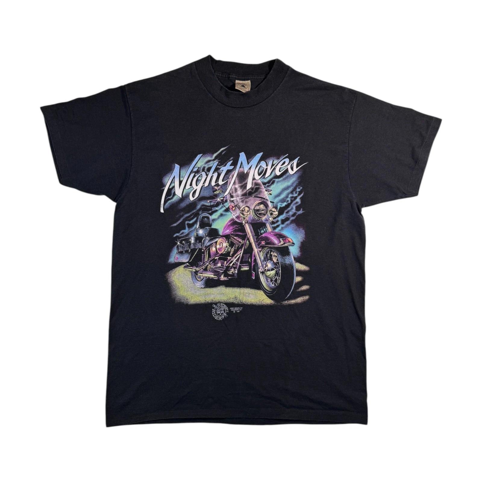 

Винтажная футболка 1991 года Night Moves Rebel Rider Just Brass Inc Черная XL 3XL