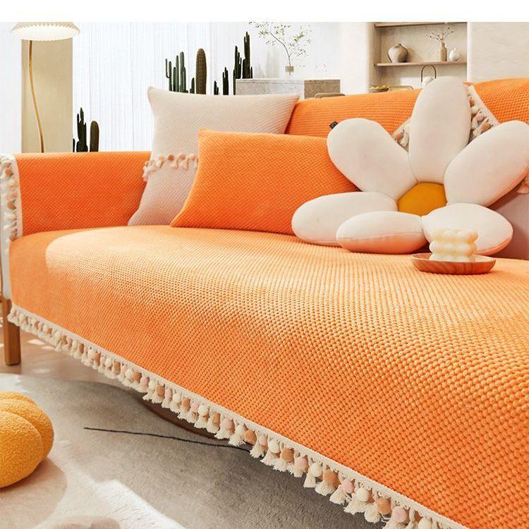 Sofa Cover Thicken Plush Non-Slip Couch Cushion for Living Room Soft Universal Sofa Cover Back Towel Sectional Sofa Mat