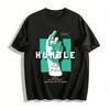 UMB Gesten-Print T-Shirt Bleib demütig und selbstbewusst Lässiges Oberteil Reines Baumwoll-T-Shirt
