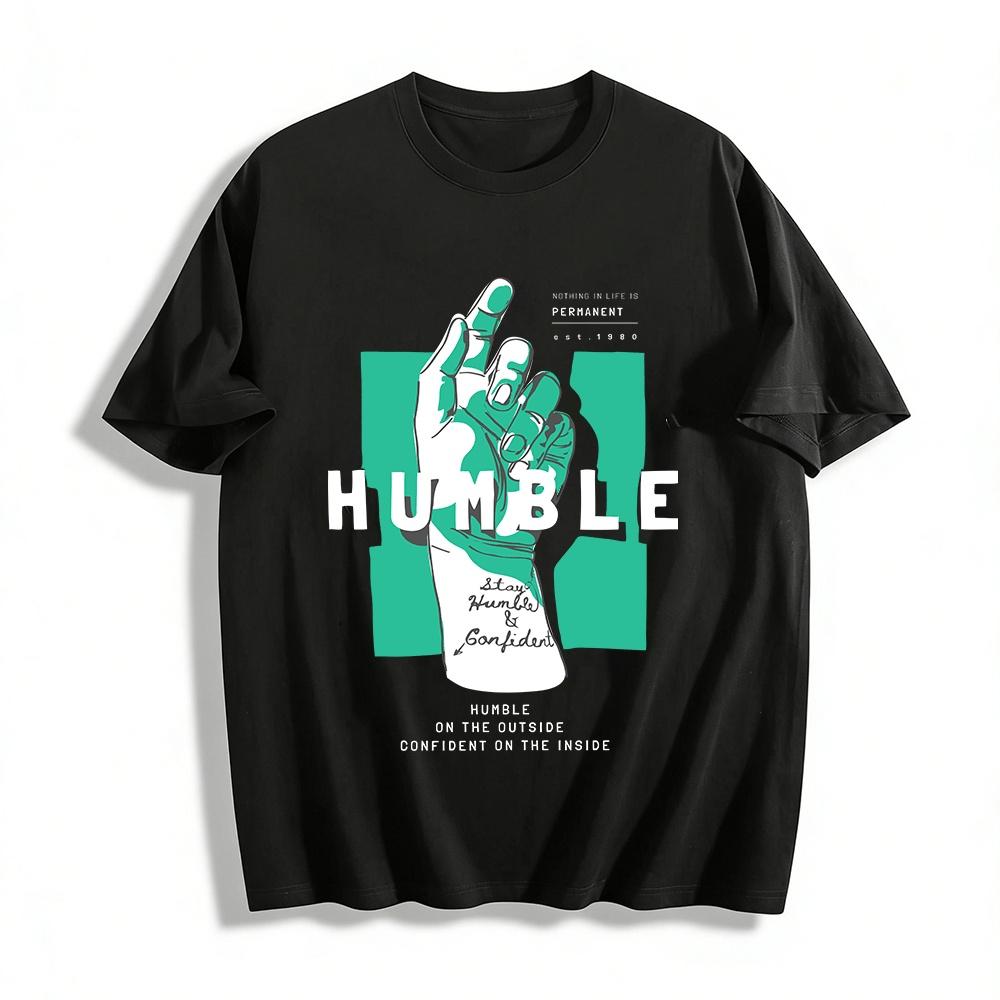 

UMB Gesture Print Tee Stay Humble and Confident Casual Top Pure cotton T-shirt XXS