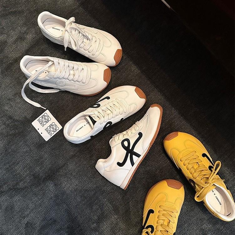 Sheepskin Version~ Roy Wei Leather Delicate and Versatile Inner Height Increase 5cm German Training Shoes Women's 2025 New Height Increase Forrest