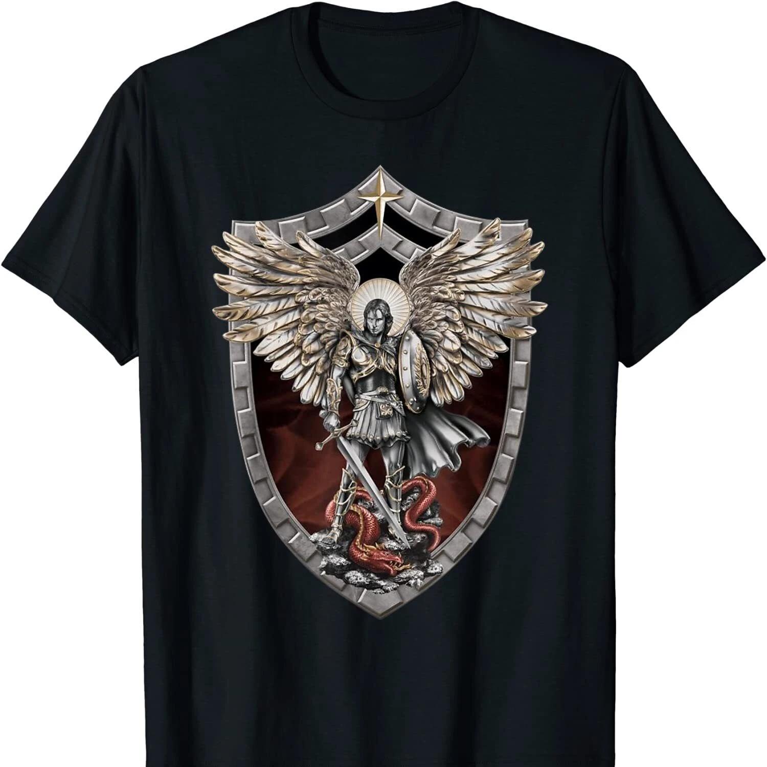 

Saint Michael the Archangel Prayer Catholic Traditional T Shirt New 100% Cotton Short Sleeve O-Neck T-shirt Casual Mens Top 4XL