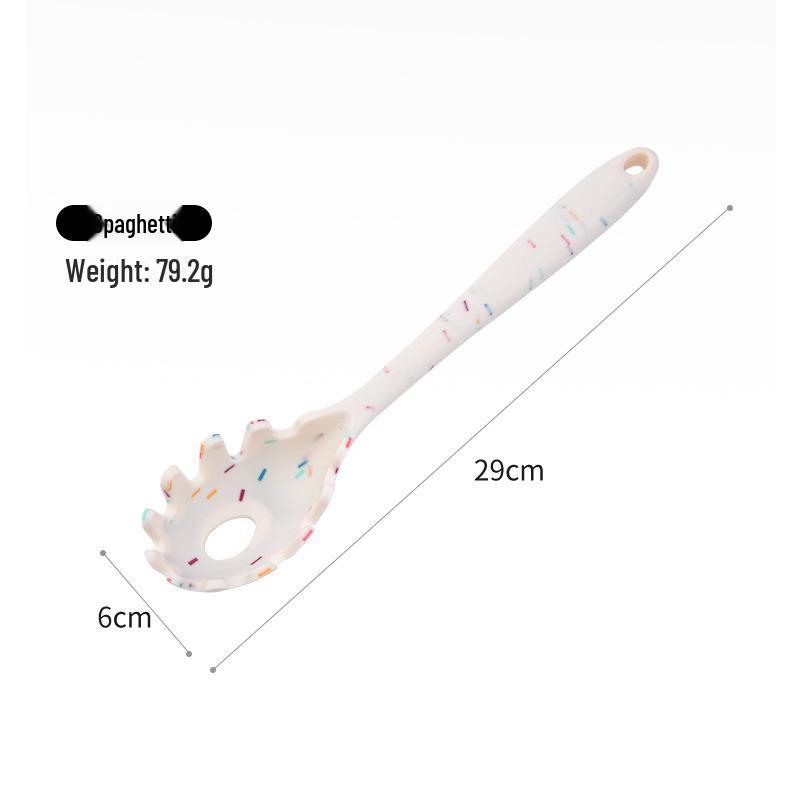 Silicone Kitchen Utensils Set: 6-Piece Non-Stick Color Dot Shovel, Spoon, and Steak Shovel.