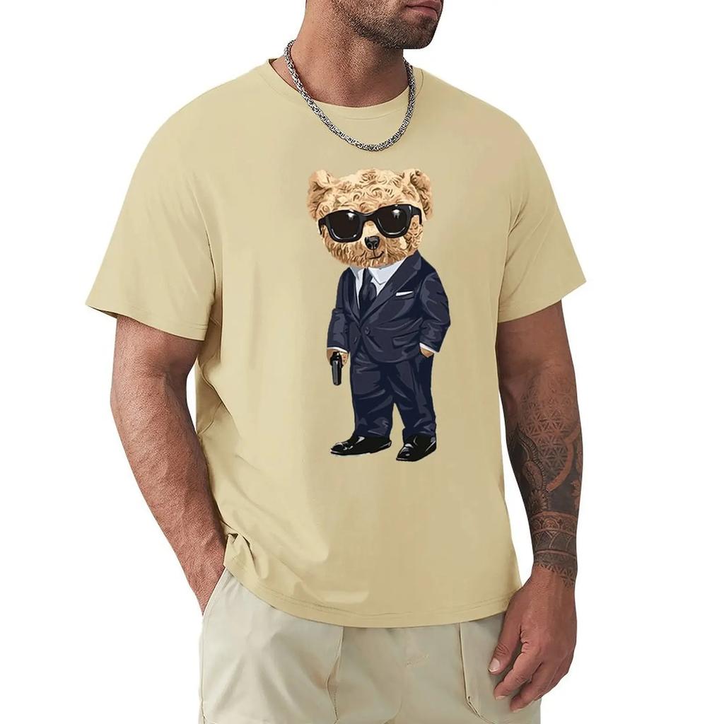 Teddy Bear With A Gun T Shirt Harajuku Short Sleeve T-shirt 100% Cotton Graphics Tshirt Tops