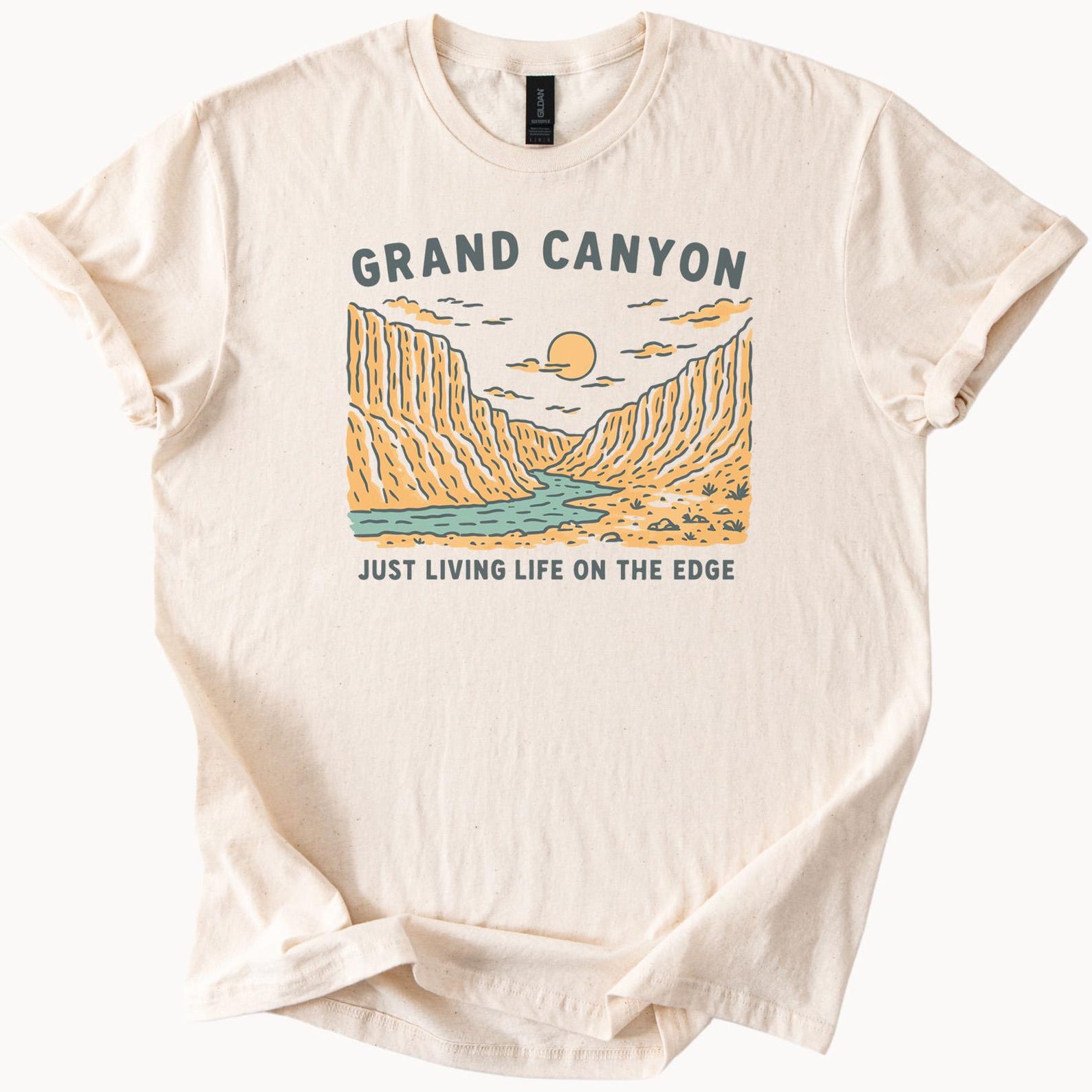 Grand Canyon Living Life on the Edge Graphic T Shirt Southwest Desert Adventure Nature Scene National Park Travel Hiking Tee 110