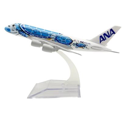 Kit Modelo de Avión de Metal Fundido a Presión A380 de 16 cm de Tortuga Soporte de Exhibición para Avión para Adultos Juguete de Avión Regalo de Aviación o Colección de Escritorio