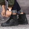 New Fashion High Top Men Boots Street Punk Style Motorcycle Boots Classic Black Lace Up Platform Casual Boots Plus Size Botas